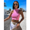 Růžový elegantní crop top COMPALI