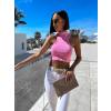 Růžový elegantní crop top COMPALI