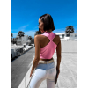 Růžový elegantní crop top COMPALI