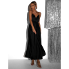 Černé lesklé elegantní šaty YASMINE s rozparkem