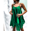 Smaragdové volánkové šaty GLASSY volného střihu