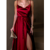 Bordó lesklé elegantní šaty YASMINE s rozparkem