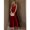 Bordó lesklé elegantní šaty YASMINE s rozparkem