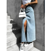 Světle modrá dlouhá denim sukně LOILENYS s rozparkem