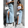 Světle modrá dlouhá denim sukně LOILENYS s rozparkem