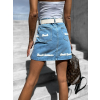 Světle modrá denim sukně BLASTI s potiskem