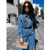 Modrý denim overal FELINET s nášivkami