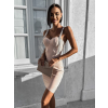 Béžové elegantní šaty GRUSINE se stříbrnými detaily