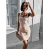 Béžové elegantní šaty GRUSINE se stříbrnými detaily