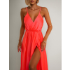 Korálové lesklé dlouhé plesové šaty CHRYSANTHE