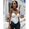Bílý elegantní top BETSYSE s průstřihem
