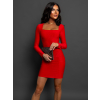 Červené elegantní šaty RIENYE s dlouhým rukávem