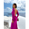 Fialové dlouhé elegantní šaty NINTENI s průstřihem na zádech