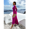 Fialové dlouhé elegantní šaty NINTENI s průstřihem na zádech