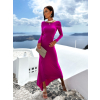 Fialové dlouhé elegantní šaty NINTENI s průstřihem na zádech