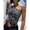 Černobílý top COLHANE se zebrovaným vzorem