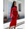 Červené dlouhé elegantní šaty NONIENY s průstřihem