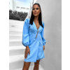 Světle modré sakové šaty RELLIE s výstřihem do V