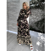 Černé dlouhé elegantní šaty KASELT se vzory