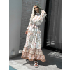 Bílé dlouhé elegantní šaty KASELT se vzory