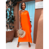 Oranžové elegantní šaty HUDIESI přes rameno