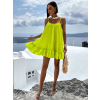 Neon zelené volánkové šaty GLASSY volného střihu