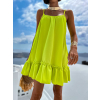 Neon zelené volánkové šaty GLASSY volného střihu