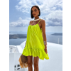 Neon zelené volánkové šaty GLASSY volného střihu