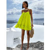 Neon zelené volánkové šaty GLASSY volného střihu