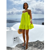Neon zelené volánkové šaty GLASSY volného střihu