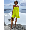 Neon zelené volánkové šaty GLASSY volného střihu