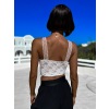 Krémový elegantní krajkovaný crop top SANTLES