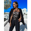 Černý elegantní krajkovaný crop top SANTLES