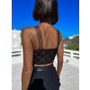 Černý elegantní krajkovaný crop top SANTLES