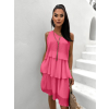 Růžové plisované šaty RANULI s volánky