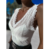 Bílý krajkový top FERITAH