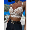Béžový elegantní crop top HAMMADI s krajkou