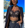 Černý elegantní crop top HAMMADI s krajkou