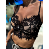 Černý elegantní crop top HAMMADI s krajkou