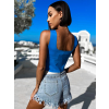 Modrý elegantní crop top LOTES