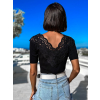 Černý elegantní top MONEDY s krajkou