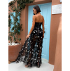 Černé dlouhé elegantní šaty COPPYRE s květinovým vzorem