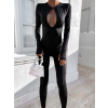 Černý elegantní overal CIMELINE s dlouhým rukávem