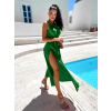 Zelené lesklé elegantní šaty MENLEYS se zlatými ramínky