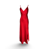 Červené dlouhé lesklé šaty ROSES s rozparkem