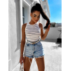 Bílý elegantní top KENCVERY s pruhy