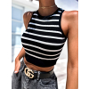Černý elegantní top ALAWOSI s pruhy