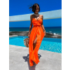Neon oranžové elegantní šaty PATILLA s rozparkem