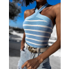 Světle modrý elegantní top SLLANES s pruhy