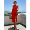 Červené elegantní šaty STELLAR s řasením